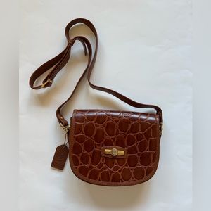 UMME Milano Genuine Leather Women’s Brown Crossbody Bag Logo Adjustable Strap